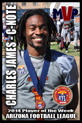 AzFL 2014 w9 MVP Charles James Stampede